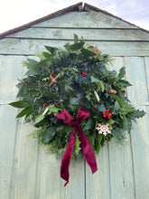 Load image into Gallery viewer, Large Red Bow Natural Christmas Wreath
